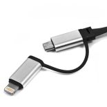 płaski kabel USB 2w1 micro USB + iPhone 5 / 6 , iPad 4, iPod nano 7G 120 cm