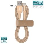 PURO Braided Cable - Kabel MFi z Lightning + klips + Aluminum Connector 1m (Gold)