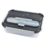 BUILT Gourmet 3 Compartment Bento - Pojemnik z przegrodami na lunch z kompletem sztućców (Black)