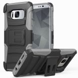 Zizo Armor Hybrid Cover - Pancerne etui Samsung Galaxy S8+ z podstawką + uchwyt do paska (Gray/Black)