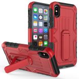 Zizo Heavy Duty Armor Case - Pancerne etui iPhone X z podstawką + uchwyt do paska (Red/Black)