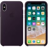 Apple Leather Case - Skórzane etui iPhone X (oberżyna)