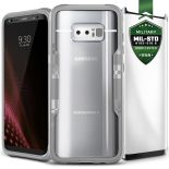 Zizo Shock Case - Pancerne etui Samsung Galaxy Note 8 (2017) z hartowanym szkłem na ekran (Silver/Gray)