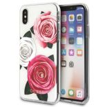 Guess Flower Desire - Etui iPhone Xs / X (biały/różowy)