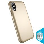 Speck Presidio Metallic - Etui iPhone X (Pale Yellow Gold Metallic/Camel Brown)