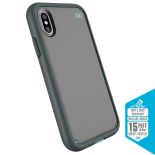 Speck Presidio Ultra - Pancerne etui iPhone X z uchwytem do paska & podstawka (Sand Grey/Surf Teal/Mountainside Grey)