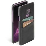 Krusell Sunne 2 Card Cover - Skórzane etui Samsung Galaxy S9+ z dwoma zewnętrznymi kieszeniami na karty (Black)