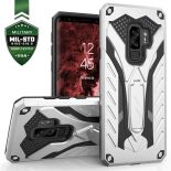 Zizo Static Cover - Pancerne etui Samsung Galaxy S9+ z podstawką (Silver/Black)