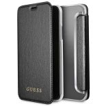 Guess Iridescent Book - Etui iPhone Xs / X z kieszeniami na karty (czarny)