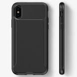 Caseology Nero Slim Case - Etui iPhone Xs / X z hartowanym szkłem ochronnym na ekran (Black)