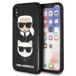 Karl Lagerfeld Embossed Case Karl & Choupette - Etui iPhone Xs / X (czarny)