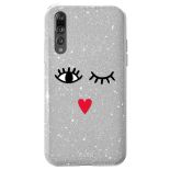 PURO Glitter EYES Shine Cover - Etui Huawei P20 Pro (Silver) Limited edition