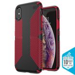 Speck Presidio Grip - Etui iPhone Xs / X (Black/Dark Poppy Red)