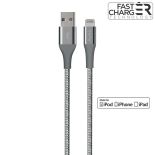 PURO Fabric K2 Cable - Kabel połączeniowy USB-A 2.0 na Apple złącze Lightning, MFi, 2,4 A / 12 W, 1.2 m (Space Gray)