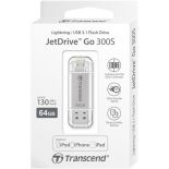 Transcend flashdrive JDG for iphone, iPad, iPod, 64GB,Lightning connector,silver