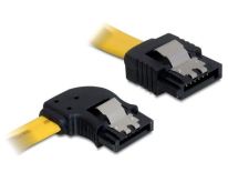 DeLOCK kabel SATA 6 Gb/s kątowy lewo/prosto metal. zatrzaski 50cm żółty