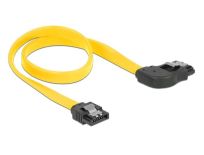 DeLOCK kabel SATA 6 Gb/s kątowy prawo/prosto metal. zatrzaski 30cm żółty