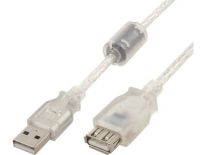 Gembird kabel przedłużacz USB 2.0 AM->AF, premium, ferryt, 1.8m przezroczysty