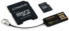 Kingston Karta pamięci Micro SDHC 32GB Class 4 + czytnik USB2.0 + SD Adapter