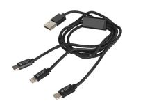 NATEC Extreme Media kabel microUSB+ Lightning+ USB Typ-C do USB (M), 1m, czarny