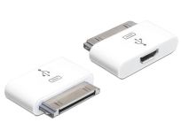 DeLOCK adapter IPhone / IPad 30 pin męski > USB micro-BF, biały