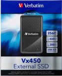 Verbatim HDD externí SSD 256GB Vx450 USB 3.0 external (internal mSATA interface)