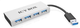 RaidSonic Technology IcyBox 4-portowy Hub USB 3.0, elegancka aluminiowa obudowa, Srebrny