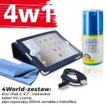 4World Zestaw Etui iPad 2 Niebieskie + Kabel 1m Czarny + Czyścik