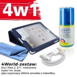 4World Zestaw Etui iPad 2 Niebieskie + Kabel 1m Biały + Czyścik