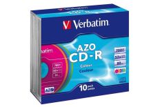 Verbatim CD-R 700MB 52x Colours (slim case, 10szt)