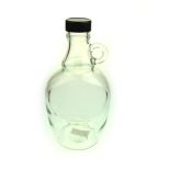 Butelka szklana zmiejscem na etykietę i rączką
